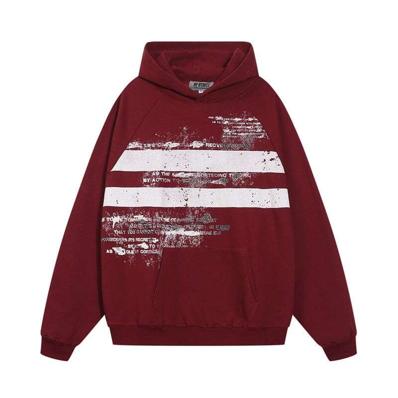 mah-test04:Street niche design striped letter print loose hooded sweatshirt