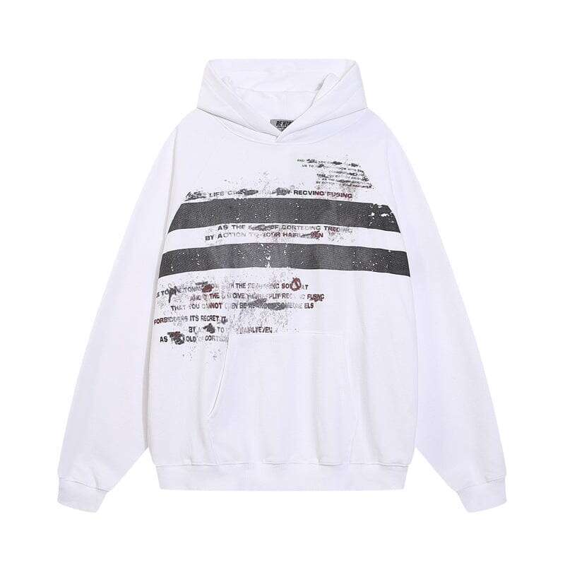 mah-test04:Street niche design striped letter print loose hooded sweatshirt