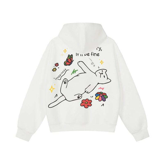 mah-test04:Youthful atmosphere, small dopamine print loose hooded sweatshirt